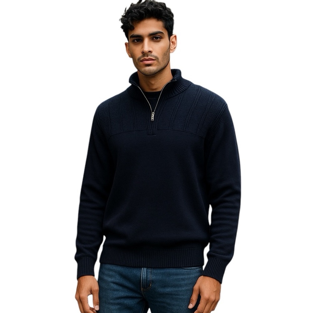 Ben Sherman Men's Pullover Sweater Mock Neck 1/4 Zip Knit SZ XXL 2XL Warm Office